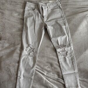 American Eagle Gray Distressed Skinny Jeans
